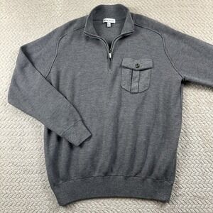 Peter Millar 1/4 Zip Sweater Mens Large Pima Cotton Wool Dover Golf Preppy Cabin